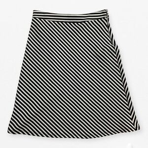 Renee C. Black and White Strip Midi A-Line Skirt Casual M